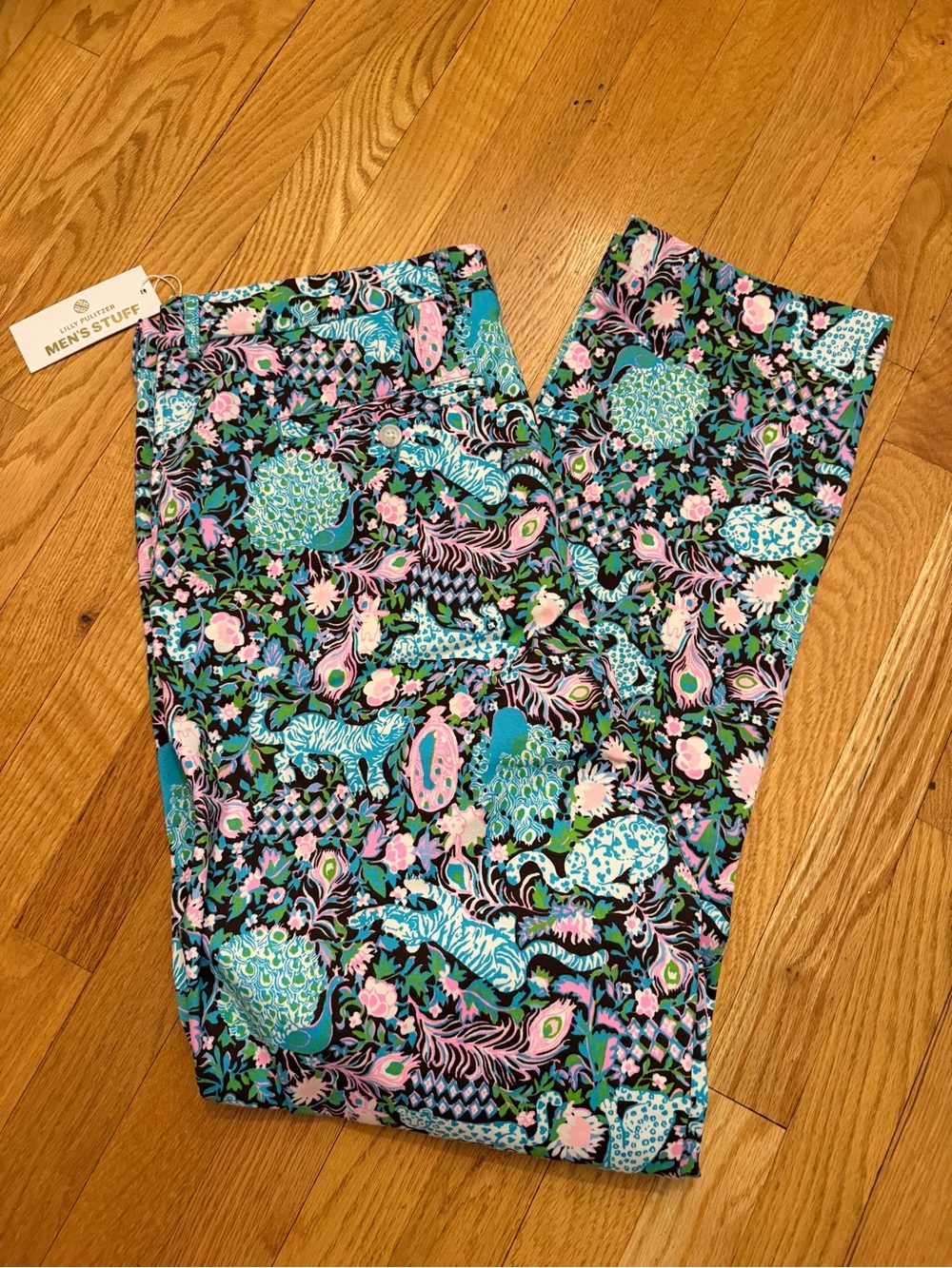 NWT Lilly Pulitzer Men's Stuff Mizner Pants Multi Royal Zoo 36